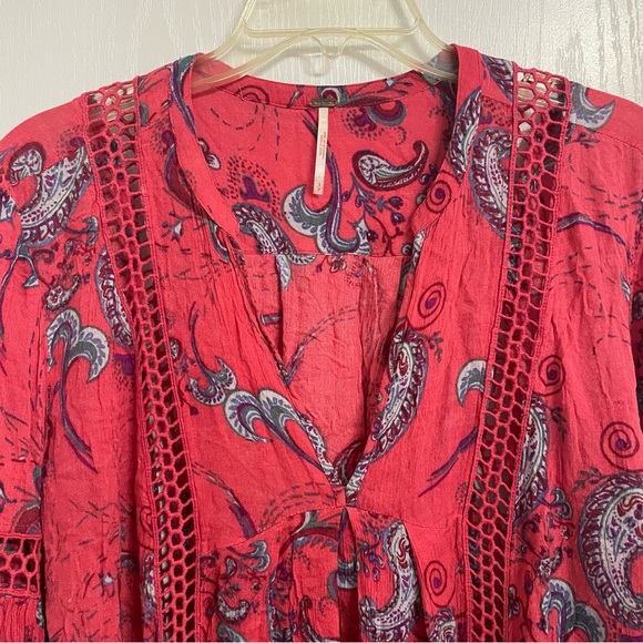Free People Womens Just the Two of Us Balloon Sleeve Tunic Top Mini Dress Small - Picture 4 of 12